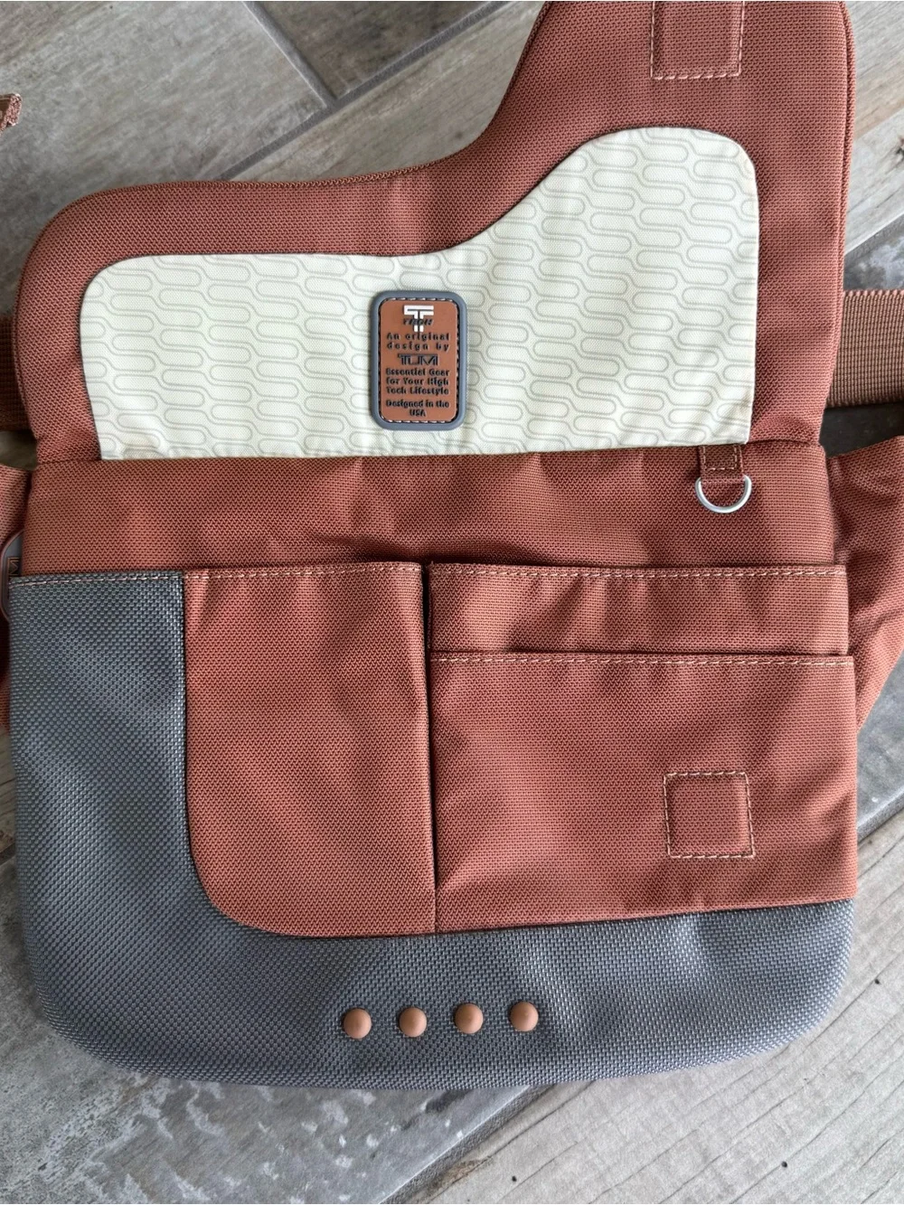 Tumi Unisex Rust and Gray Waist Body Crossbody Tech Bag